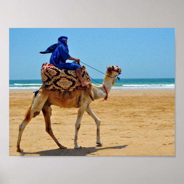 Affiches maroc arab ride chameau plage bord de mer (Devant)