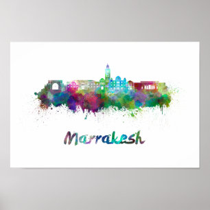 Affiches Marrakesh skyline in watercolor