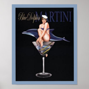 Affiches Martini dauphin bleu