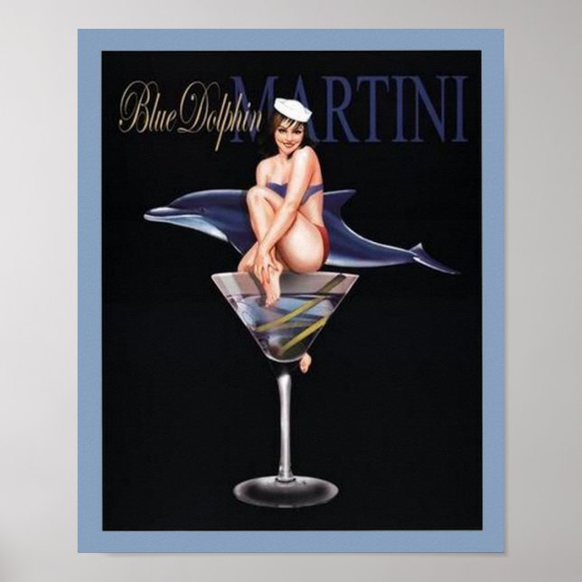 Affiches Martini dauphin bleu (Devant)