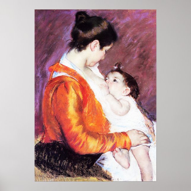 Affiches Mary Cassatt - Louise Nourrir son enfant (Devant)