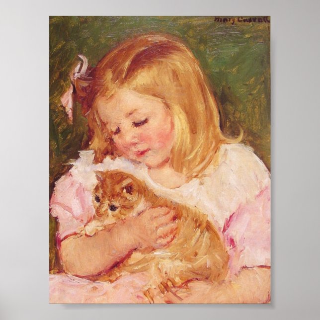 Affiches Mary Cassatt - Sara Holding A Cat Art Print (Devant)
