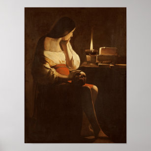 Affiches Mary Magdalene avec une lumière nocturne, 1630-35