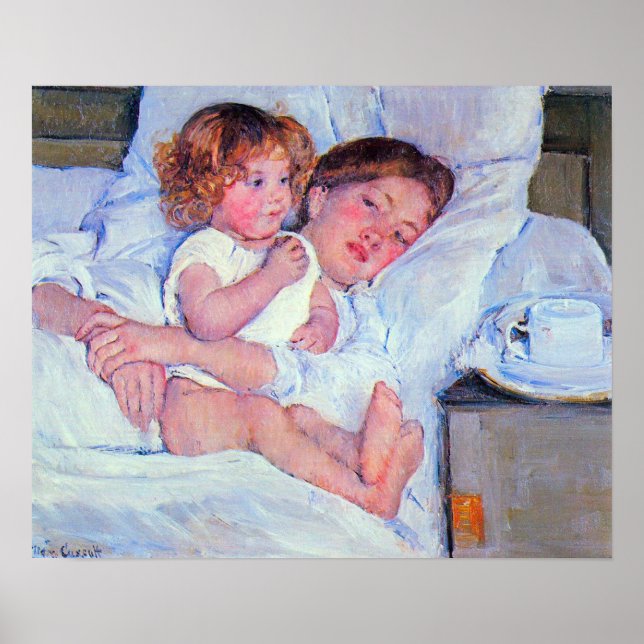 Affiches Mary Stevenson Cassatt-Breakfast en chambre (Devant)