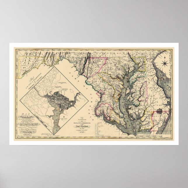 Affiches Maryland Carte détaillée 1795 (Devant)
