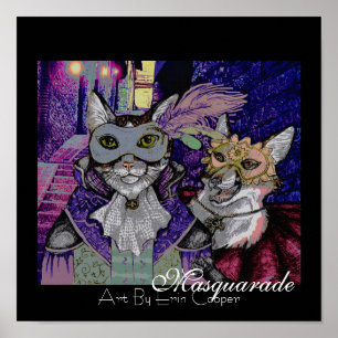 Affiches Masquarade Chat, Art Couleur Imprimer Par Erin Coo