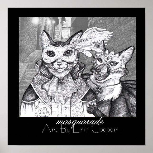 Affiches Masquarade Chat, Art Imprimer Par Erin Cooper (Devant)