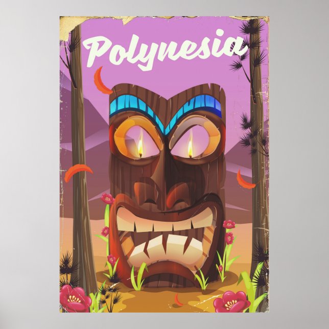 Affiches Masque Tiki de Polynésie (Devant)