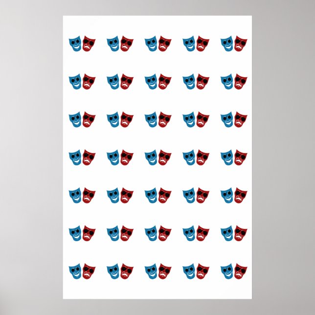 Affiches Masques de drame avec lunettes de soleil (Devant)