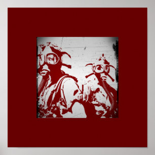 Affiches Masques de gaz rouge sang