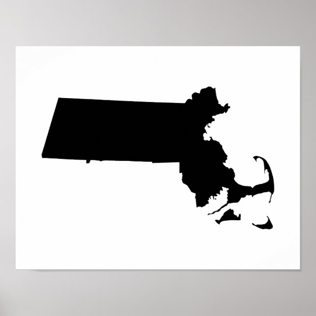 Affiches Massachusetts minimalistes en noir (Devant)