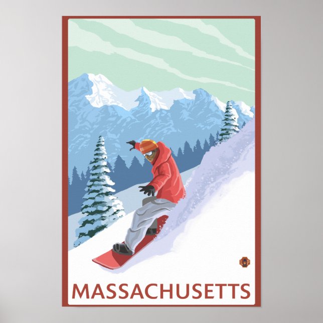 Affiches MassachusettsSnowboarder scène (Devant)