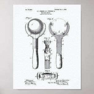 Affiches Massage Device 1902 Patent Art White Paper