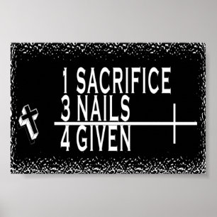 AFFICHES MATHS CHRÉTIENNES 1+3=4 1SACRIFICE + 3NAILS =