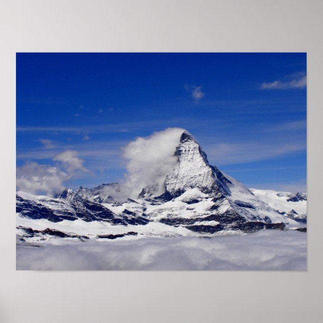 Affiches Matterhorn dans une mer de nuages en Suisse (Devant)