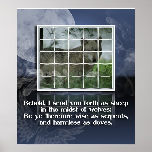 Affiches Matthieu 10:16 BIBLE CITER SHEEP PARMI LES LOUPS (Devant)
