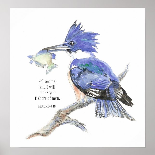 Affiches "Matthieu 4:19" Pêcheurs Hommes Citation de la Bib (Devant)