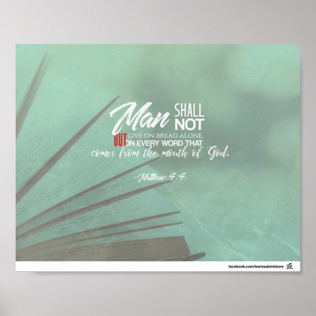Affiches Matthieu 4:4 - L'homme vivra sur parole (Devant)