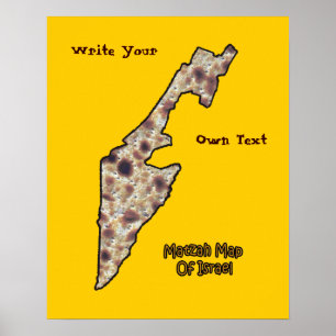 Affiches Matzah Carte D'Israël - Écrivez Votre Propre Texte