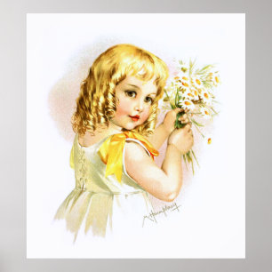 Affiches Maud Humphrey : Fille d'été avec des marguerites