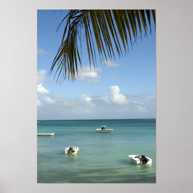 Affiches Maurice, Grand Baie. Bateaux ancrés dans (Devant)