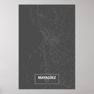 Affiches Mayagüez, Porto Rico (blanc sur noir)