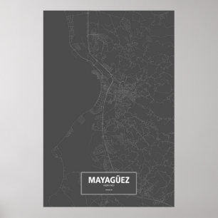 Affiches Mayagüez, Porto Rico (blanc sur noir)