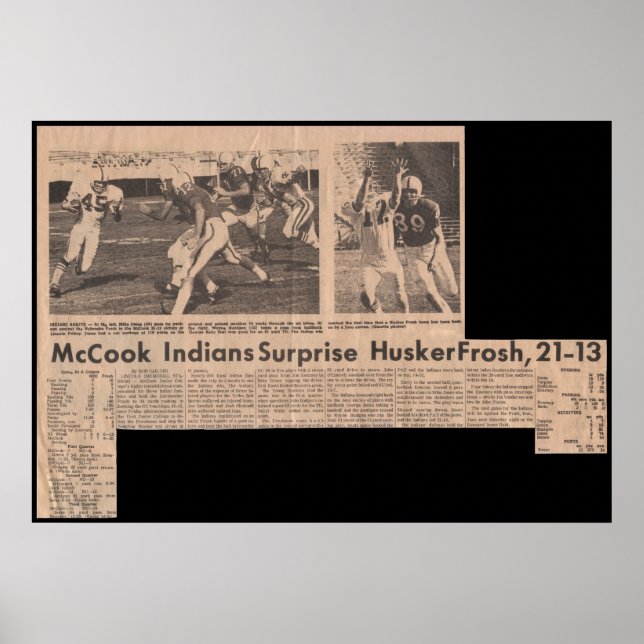Affiches McCook JC remporte Nebraska Frosh en 1969 21-13 (Devant)