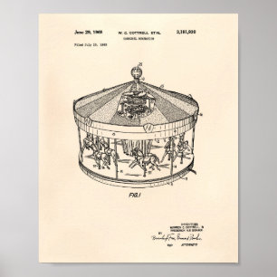 Affiches Mécanisme de carrousel 1965 Brevet Art Vieux Poivr