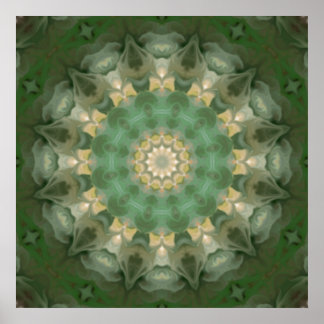Affiches Médaillon de fleurs vertes Kaleidoscope