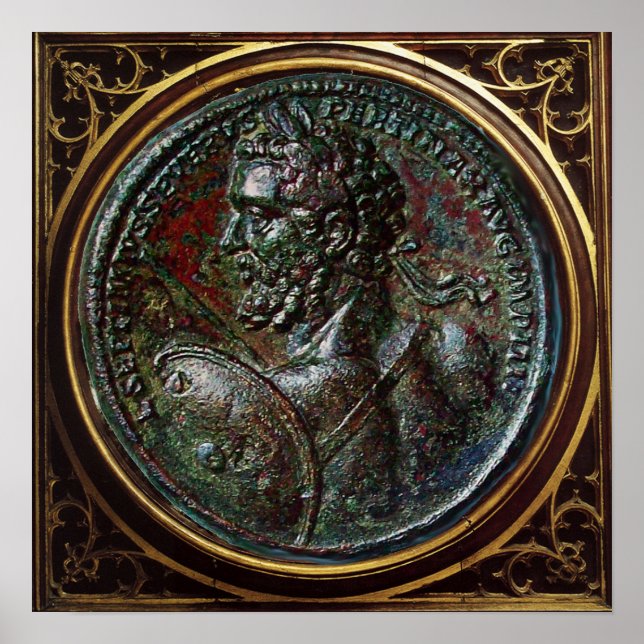 AFFICHES MÉDAILLON EN BRONZE ROMAIN ANTIQUE SEPTIME SÉVÈRE (Devant)
