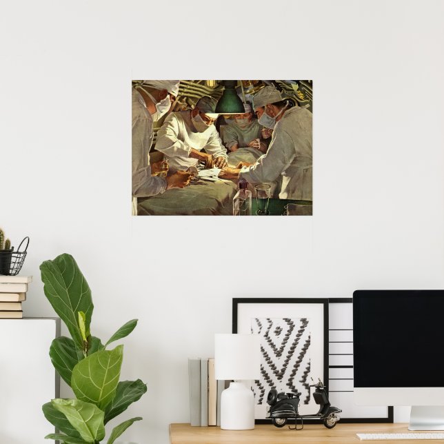Affiches Médecine vintage, Médecins pratiquant la chirurgie (Bureau à domicile)