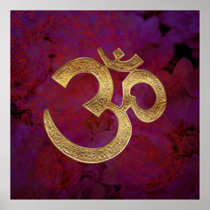 Affiches méditation florale de yoga d'affiche d'OM de baie