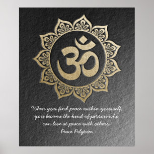 Affiches Méditation YOGA Chic Black Gold OM Mandala Citatio