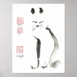 Affiches Méditer le chat zen