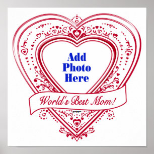 Affiches Meilleure maman du monde ! Photo Red Hearts