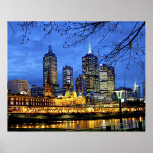 Affiches Melbourne, Australie. Une vue nocturne sur