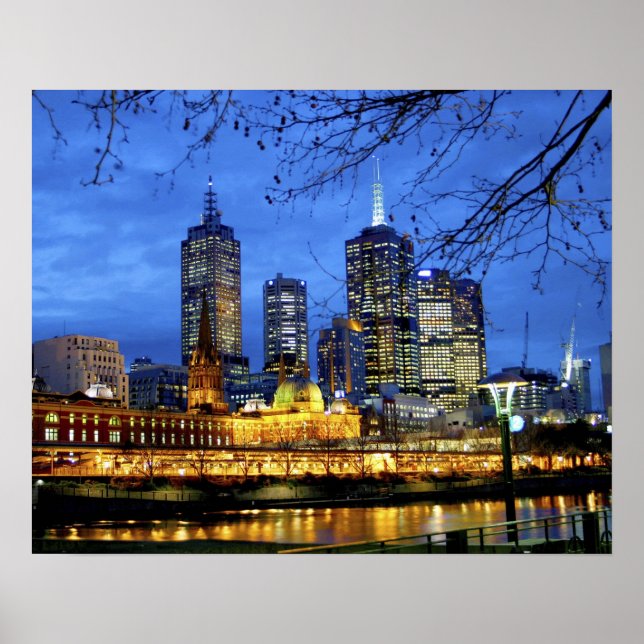 Affiches Melbourne, Australie. Une vue nocturne sur (Devant)