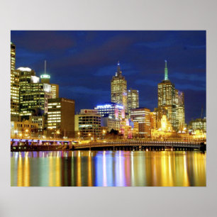 Affiches Melbourne, Australie. Une vue nocturne sur les 2