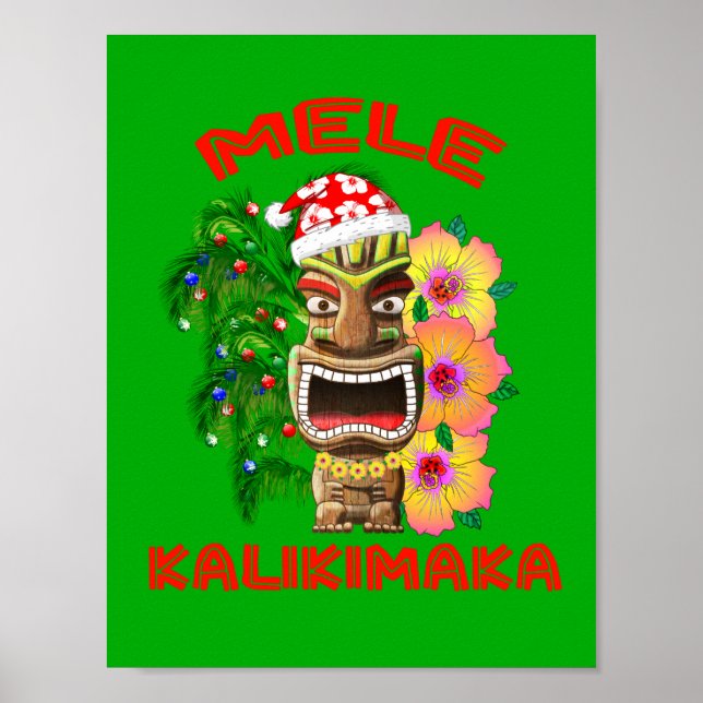 Affiches Mele Kalikimaka Santa Claus Tiki (Devant)