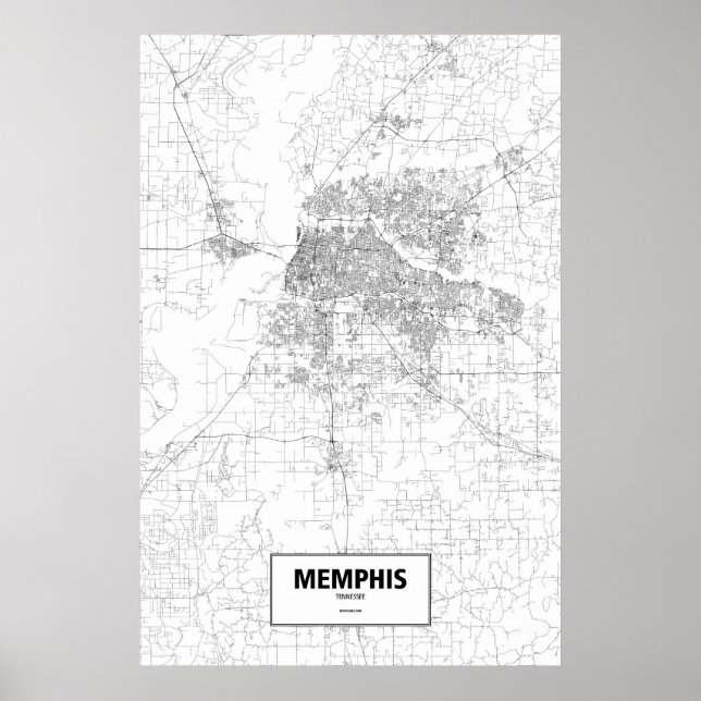 Affiches Memphis, Tennessee (noir sur blanc) (Devant)