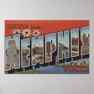 Affiches Memphis, Tennessee - Scènes de grandes lettres 2
