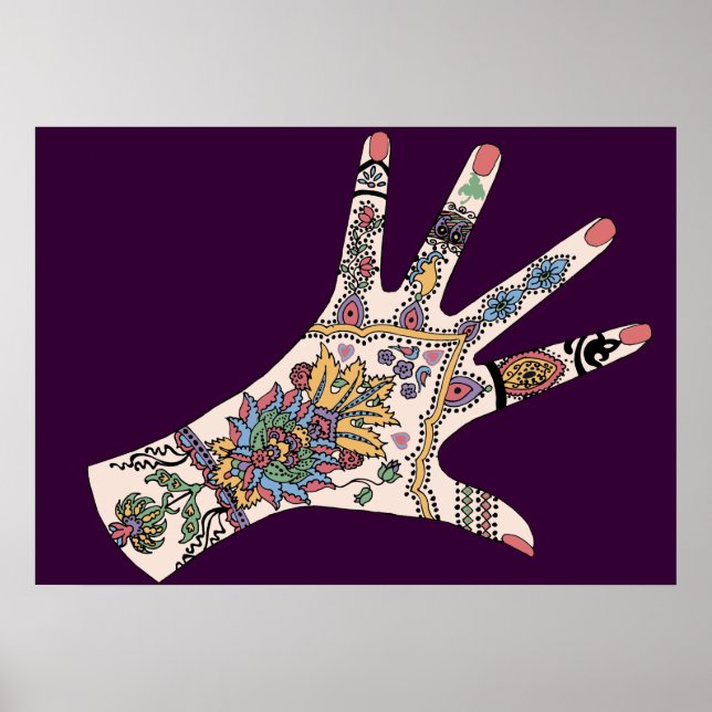 Affiches Mendhi mains (Devant)