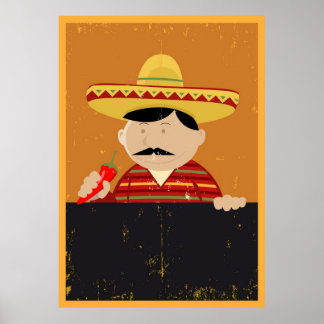 Affiches Menu cuisinier mexicain