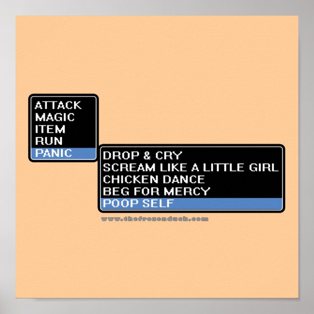 Affiches Menu de bataille RPG 8 bits (Devant)