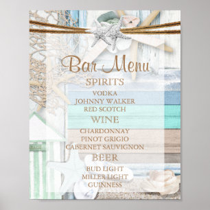 Affiches Menu de la barre - Mariage en bord de plage