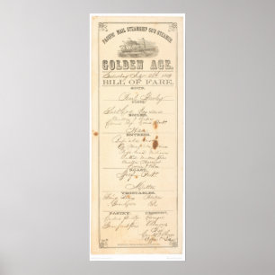 Affiches Menu pour bateau à vapeur "Golden Age" (1276A)