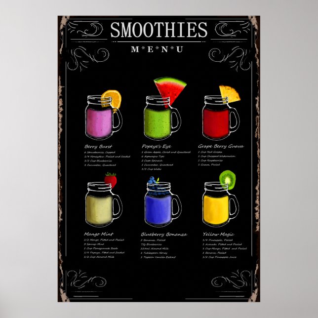 Affiches Menu Smoothies (Devant)