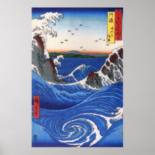 Affiches Mer sauvage se brisant sur les rochers, Hiroshige
