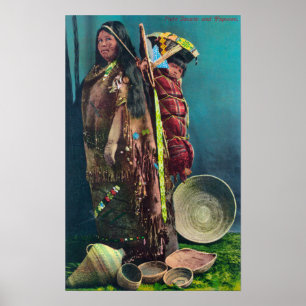 Affiches Mère et enfant indigènes de Piuta dans une papoose